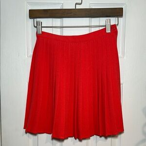NWT American Apparel Coral Red Pleated Crepe Skirt size XS